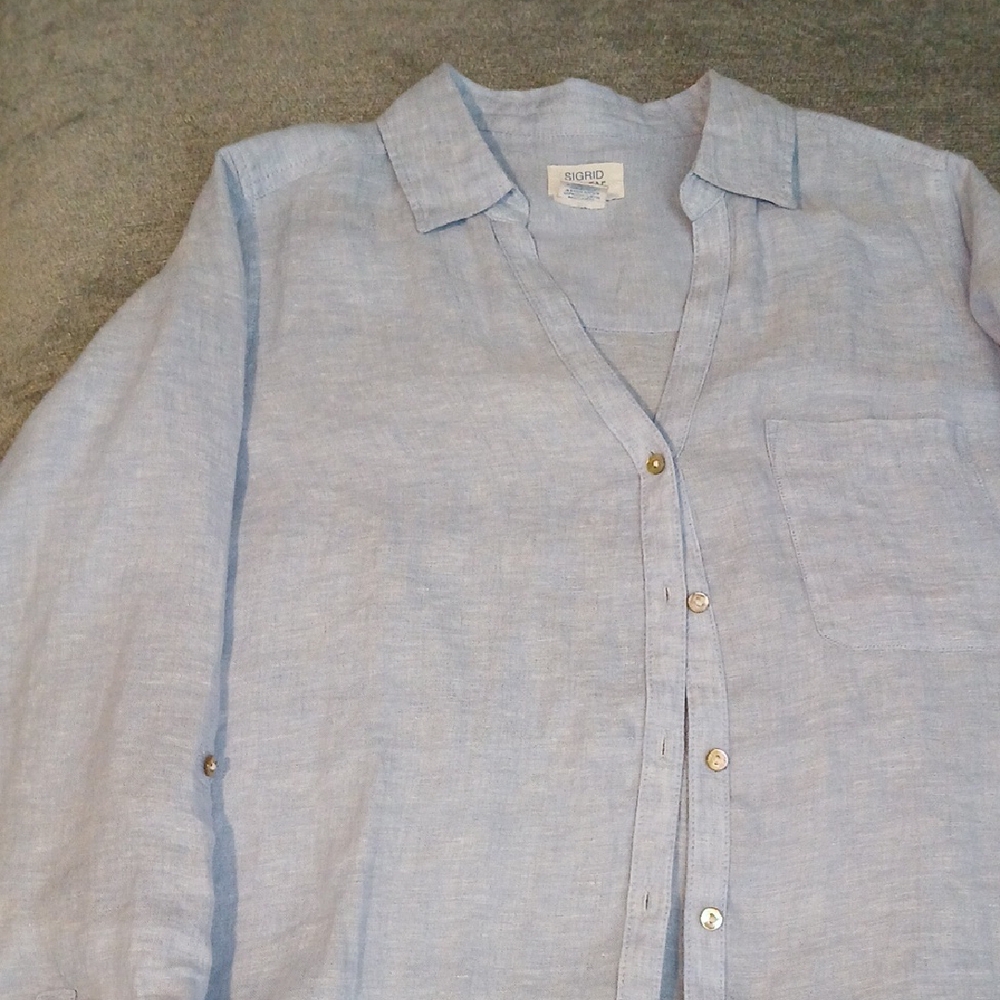 Sigrid Olsen Light Blue Blouse